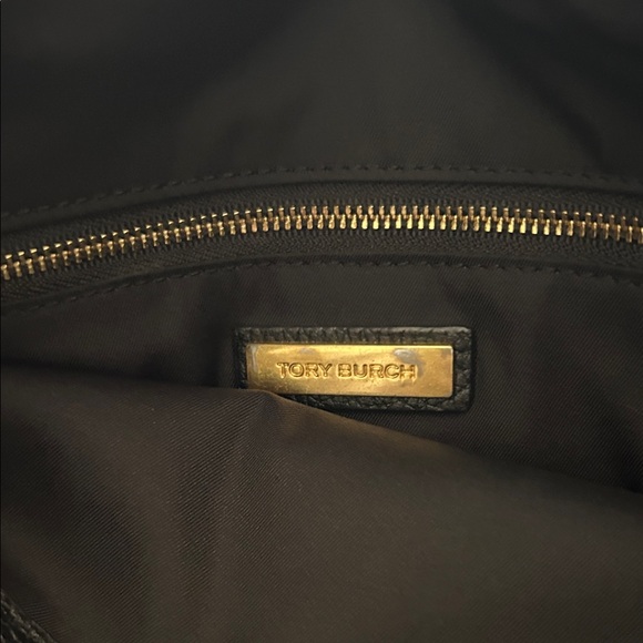 Tory Burch Black Pebbled Leather Tote with Gold Details - Picture 10 of 12